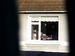 Legal age teenager Window - stripping from pink silk